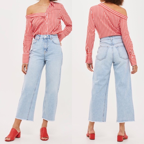 Topshop Denim - TOPSHOP High waist Wide Leg light wash Jeans